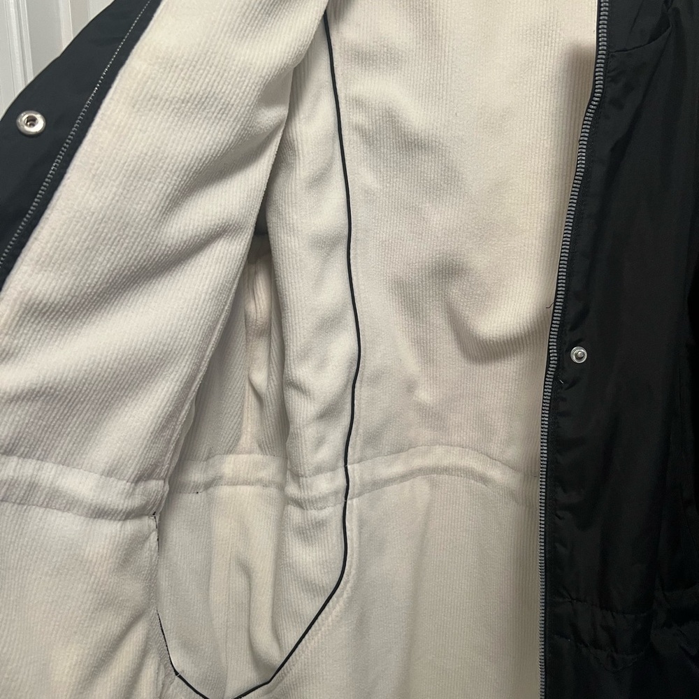 Black/Cream Corduroy Hooded Reversible Lightweight Coat. - Picture 4 of 6